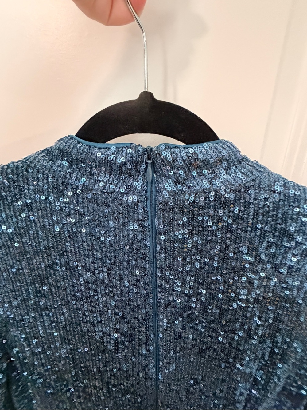 Eliza J Blue Sequin Long-Sleeve Sheath Dress - Picture 4 of 5